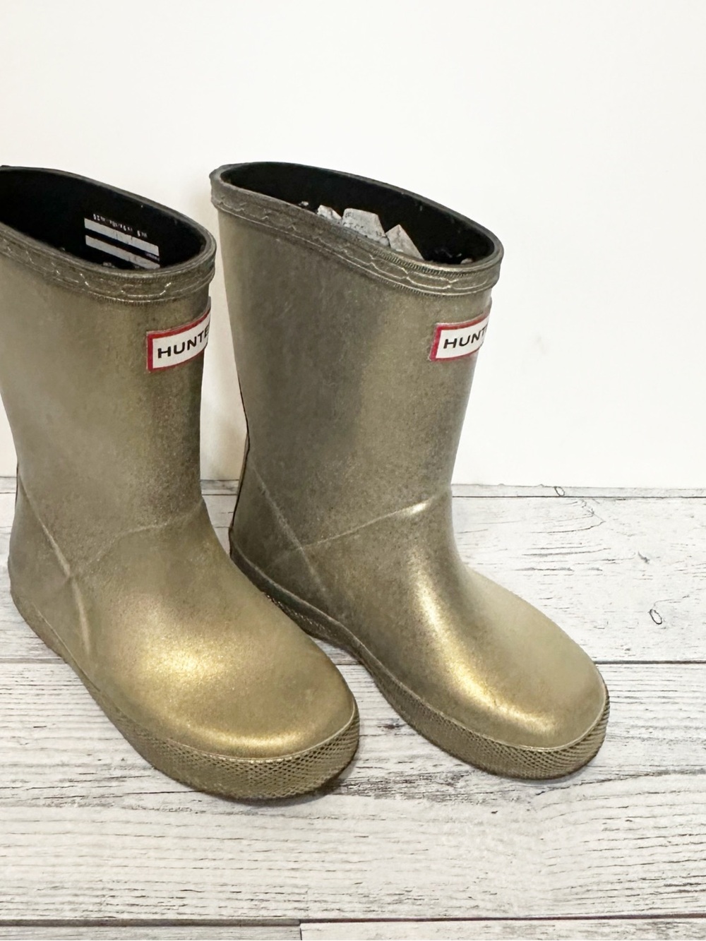 Hunter Kids Metallic Gold Rain Boots